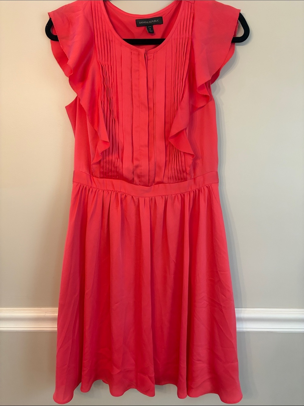Banana Republic Coral Pink Ruffle Midi Dress